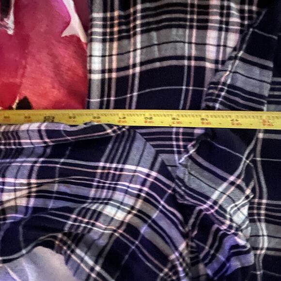 LOFT Plus Plaid Swing Dress Preppy Y2K Grunge Ruffle Women Navy Size 16 - Picture 6 of 7